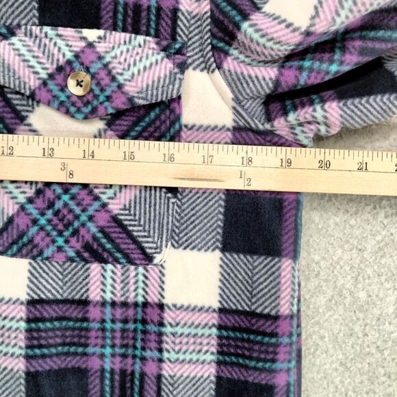 Soho Threads Button Down Jacket Womens Size S Purple White Plaid Sherpa Lined - Picture 6 of 13